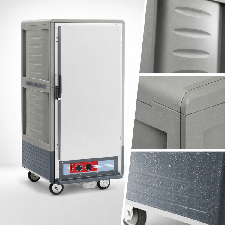 Product image #3 for Metro C5 3 Series 3/4 Height Heated Holding Cabinet with Solid Door, Fixed Wire Slides, Gray