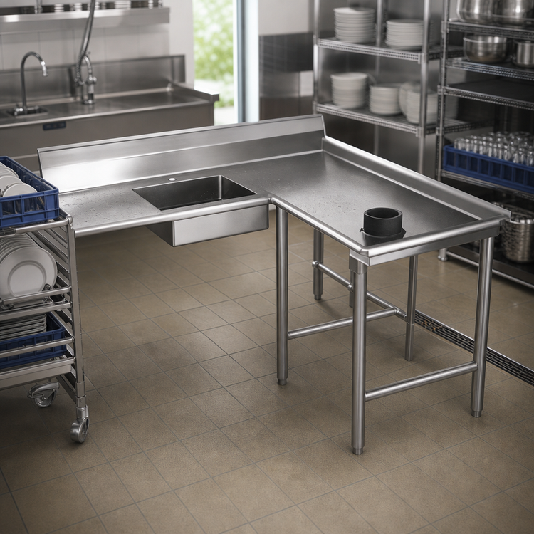 Product image #3 for Eagle Group Right-Hand Island Soiled Dishtable, 84-Inch, 16/304 Stainless Steel Top