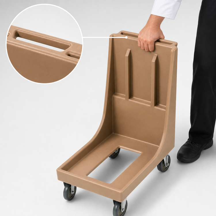 Product image #4 for Cambro Camdolly® Beverage Server & Carrier Dolly with Handle, 350 lb Capacity, Coffee Beige