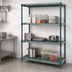 Thumbnail image #3 for Quantum 4-Tier Stationary Wire Plastic Mat Shelving Unit, 72 x 18 x 86 Inches, Green Epoxy Antimicrobial
