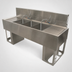 Thumbnail image #4 for BK Resources Slim-Line 4-Compartment Underbar Sink with Dual Drainboards, 96 Inch Wide