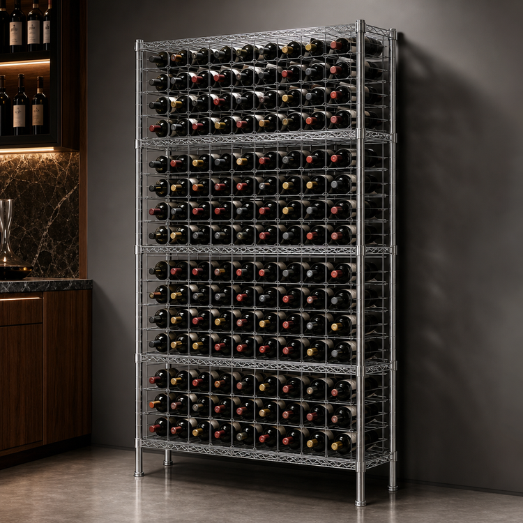 Product image #3 for Metro Super Erecta Bulk Storage Wire Wine Shelving, 36 W x 14 D x 86-3/4 H, 15-Case Capacity, Chrome Plated
