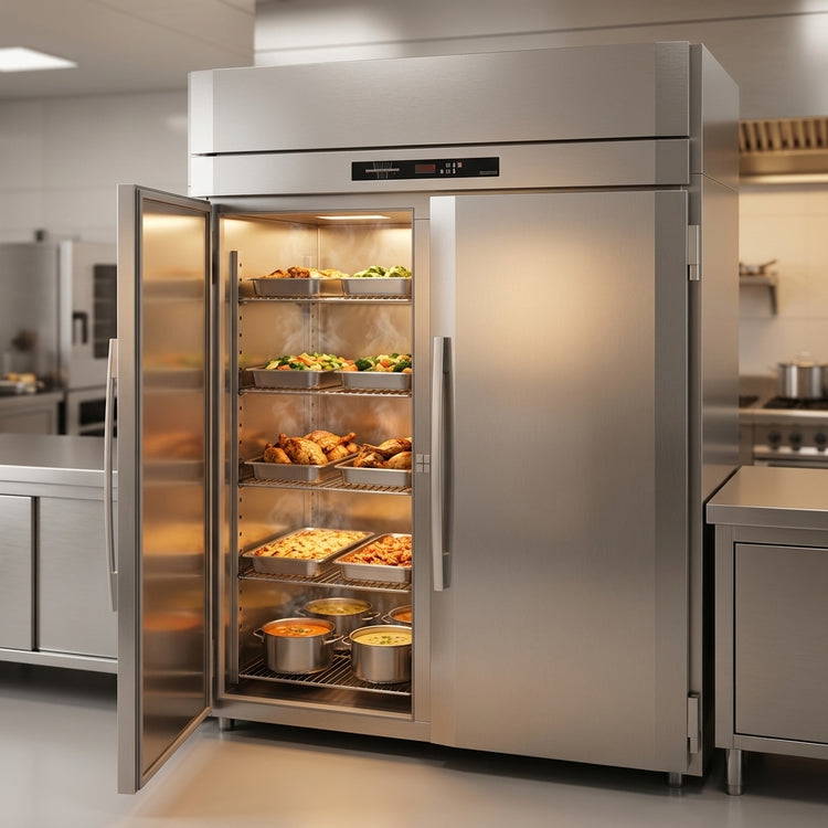 Product image #2 for Victory UltraSpec HIS-2D-1-PT-XH Two-Section Extra Tall Roll-Thru Heated Holding Cabinet