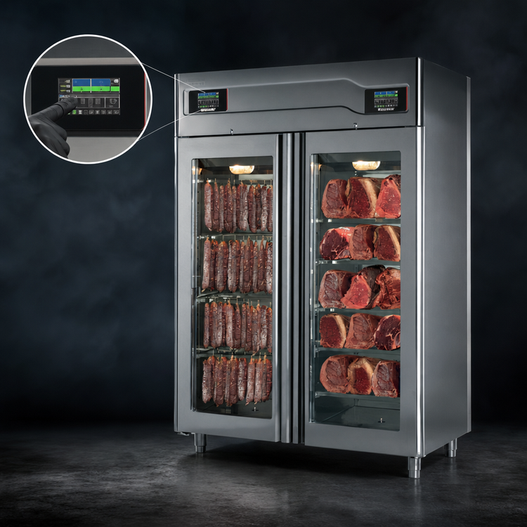 Product image #3 for Stagionello® + Maturmeat® Free-Standing Meat Curing Cabinet, 58 Inch W, 100 + 100 kg Capacity, 220V