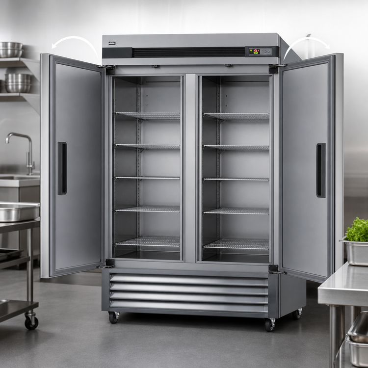Product image #4 for Summit Commercial SCFF497 Upright Reach-In All-Freezer, 49 Cu. Ft., Two-Section, Stainless Steel