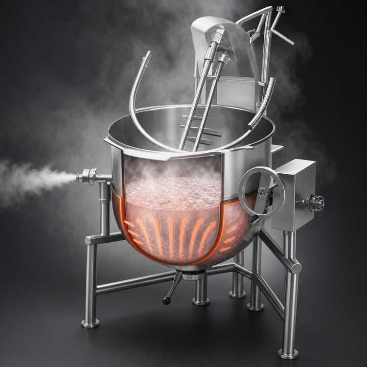 Product image #3 for Legion 60-Gallon Direct Steam Tilting Kettle with 304 Stainless Steel Liner and Tri-Leg Base