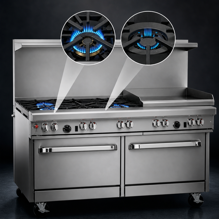 Product image #3 for Southbend Ultimate 60-Inch Gas Restaurant Range with 2 Open Burners, 48-Inch Griddle, Standard Oven, and Convection Oven