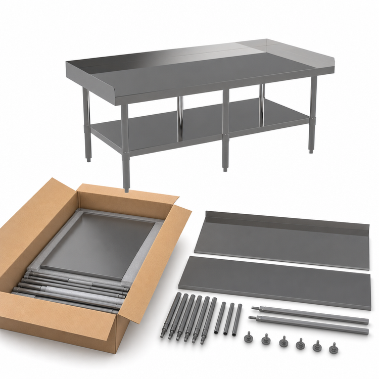 Product image #3 for Mixrite 60-1/4 Inch x 36 Inch Stainless Steel Equipment Stand with Rear and Side Upturn and Adjustable Undershelf