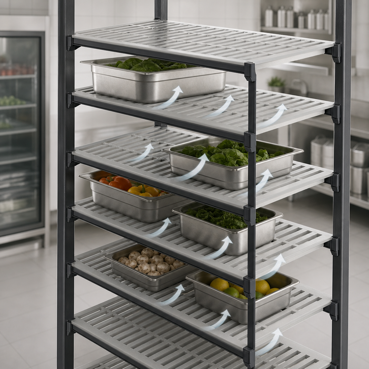 Product image #3 for Cambro Camshelving Basics Plus Vented 5-Shelf Polymer Shelf Kit, 18 x 36, Brushed Graphite