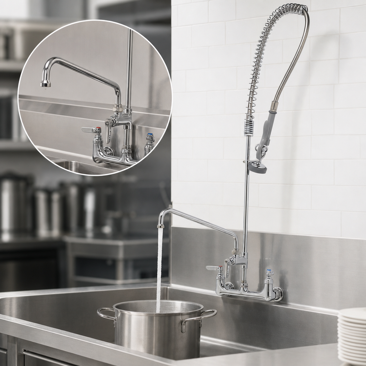 Product image #3 for EasyInstall Wall Mount Pre-Rinse Unit with Add-On Faucet and 6 Inch Swing Nozzle