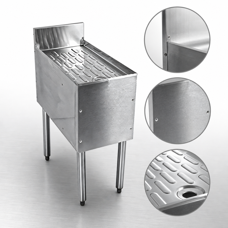 Product image #3 for CHOICE C-DBA-18 Freestanding Underbar Corner Drainboard, 18 x 19 Inches, Stainless Steel