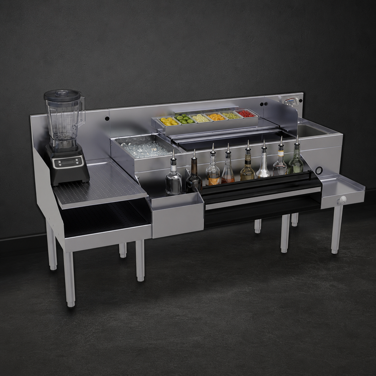 Product image #3 for Glastender All-In-One Underbar Ice Bin/Cocktail Station with Blender Station, 72 Inch Wide, Stainless Steel