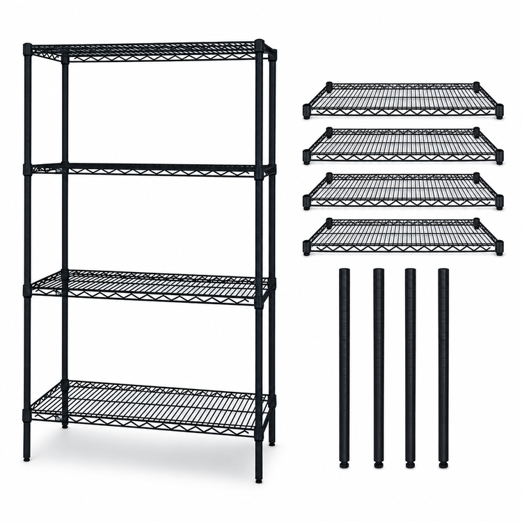 Product image #3 for Quantum WR86-1454BK 54-Inch Wide x 86-Inch High Black Epoxy Antimicrobial Wire Shelving Starter Kit