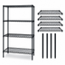 Thumbnail image #3 for Quantum WR86-1454BK 54-Inch Wide x 86-Inch High Black Epoxy Antimicrobial Wire Shelving Starter Kit