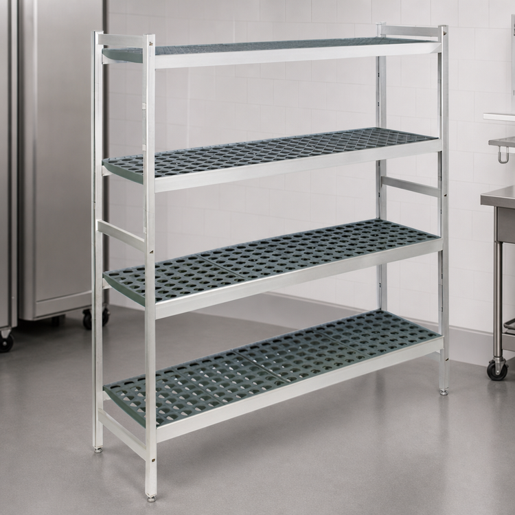 Product image #3 for Fermostock 4-Tier Perforated Polymer Shelving Starter Unit, 47W x 18D x 71H