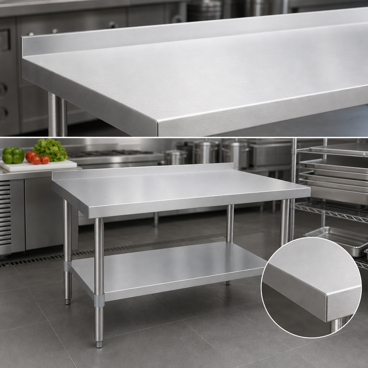 Product image #3 for BK Resources 72 Inch x 24 Inch Stainless Steel Work Table with 1-1/2 Inch Rear Riser and Adjustable Undershelf