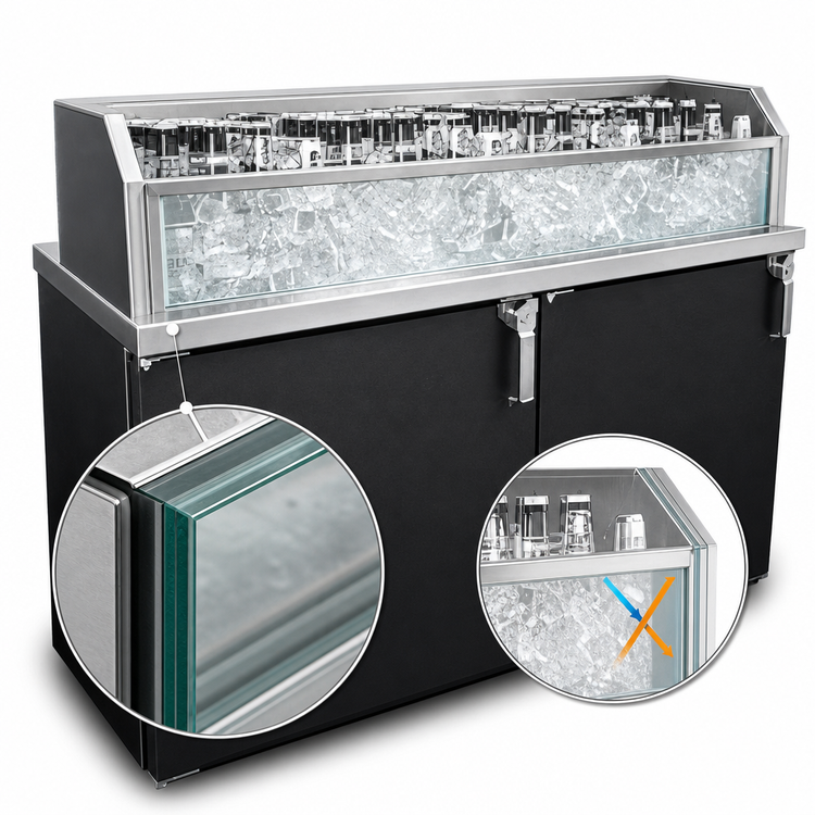 Product image #3 for Glastender Back Bar Glass Ice Display Unit, 66 Inch W x 16 Inch D x 9 Inch H