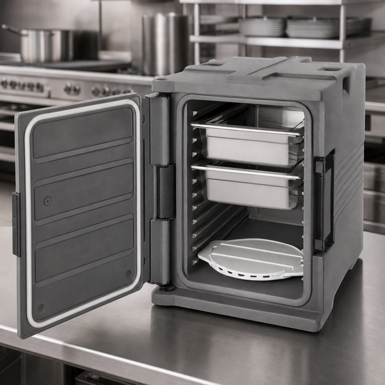 Product image #4 for Cambro Ultra Pan Carrier Front-Loading Insulated Food Pan Carrier with Security Package, Granite Sand