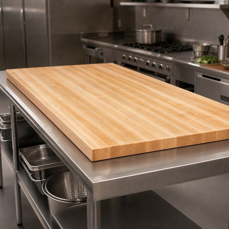 Product image #3 for John Boos Boos Block 108 x 48 Inch, 1-3/4 Inch Thick Edge Grain Maple Kitchen Countertop with Varnique Finish