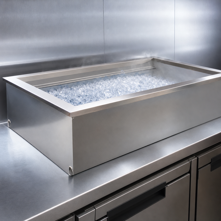 Product image #3 for Delfield Drop-In Ice Cooled Cold Pan, 6-Pan Capacity, Stainless Steel Top & Interior, 81-3/4-Inch Wide