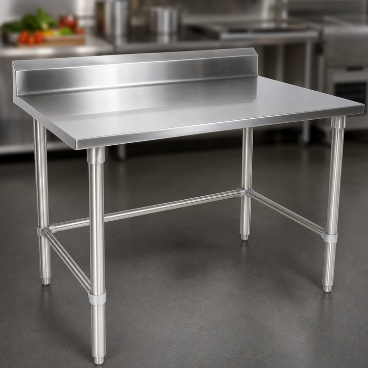 Product image #3 for John Boos Stallion 60" x 30" Stainless Steel Work Table with 16-Gauge 300 Series Top and 5" Backsplash