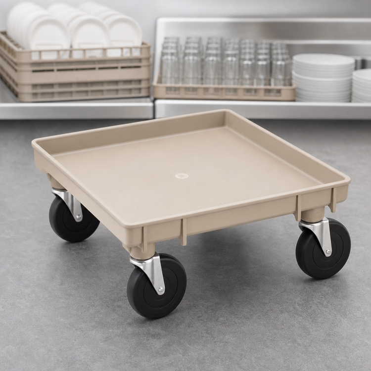 Product image #3 for Rack-Master Beige Plastic Dish and Glass Rack Dolly Base, Without Handle