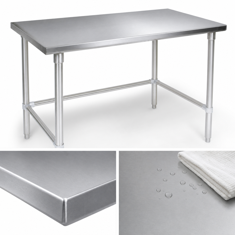 Product image #3 for John Boos 72" x 48" Stainless Steel Flat Top Work Table with Stallion Safety Edge