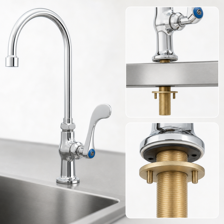 Product image #3 for T&S Brass Single Pantry Deck-Mount Faucet with 5-3/4-Inch Swivel/Rigid Gooseneck and 1.5 GPM VR Aerator