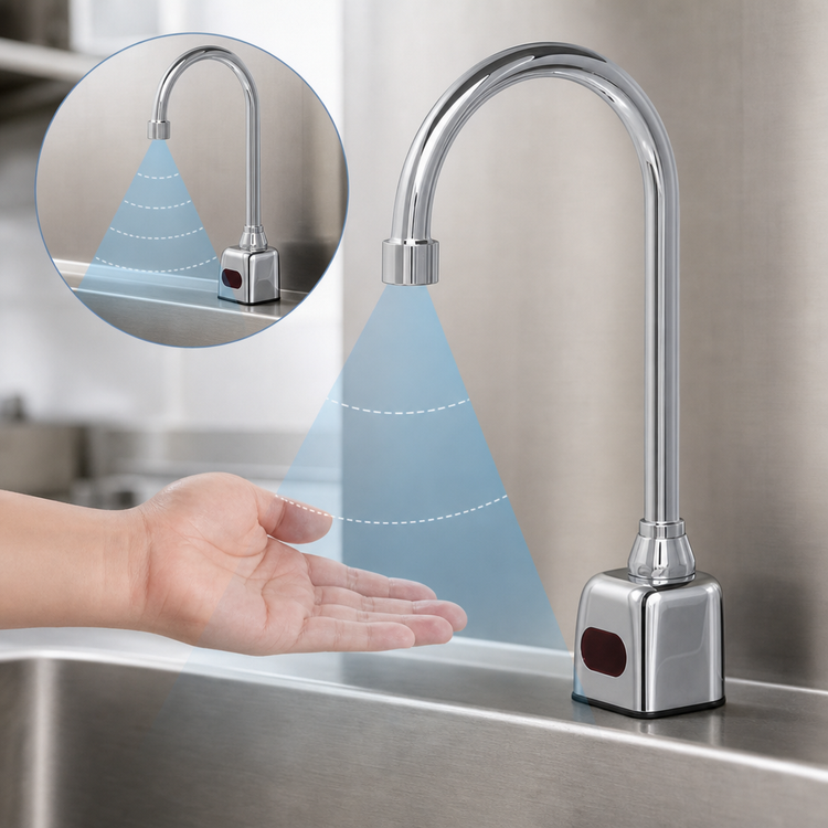 Product image #3 for Fisher 76058 Single-Hole Deck-Mount Touchless Sensor Mixing Faucet with Gooseneck Spout, Chrome-Plated Brass