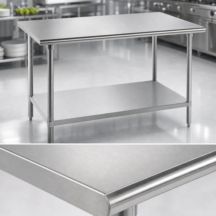 Product image #3 for Advance Tabco AG-309 108-Inch x 30-Inch Flat Top Stainless Steel Work Table with Galvanized Legs and Undershelf