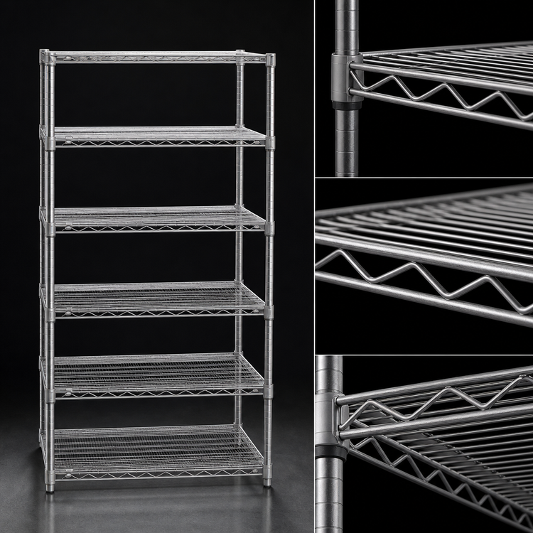 Product image #3 for Eagle Group Valu-Master Stationary 5-Tier Wire Shelving Starter Unit, 24 x 24 x 74 Inches, Pewter Gray Epoxy Finish