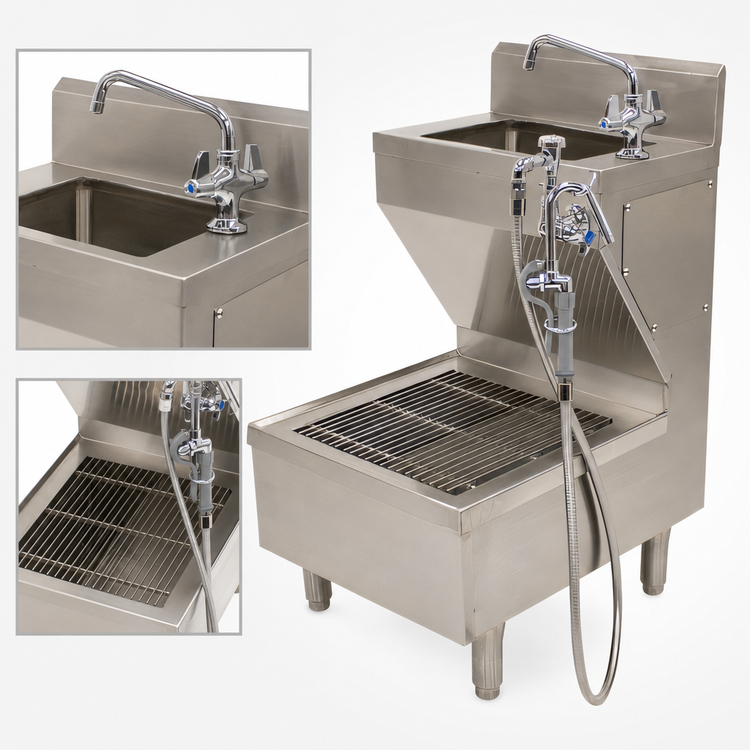 Product image #3 for Advance Tabco Free-Standing Stainless Steel Hand Sink with Pot Filler Sink Combo