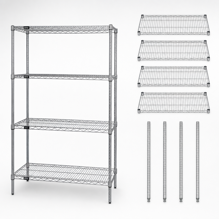Product image #3 for Quantum 30 x 21 x 54 Inch 4-Shelf Stainless Steel Wire Shelving Starter Kit