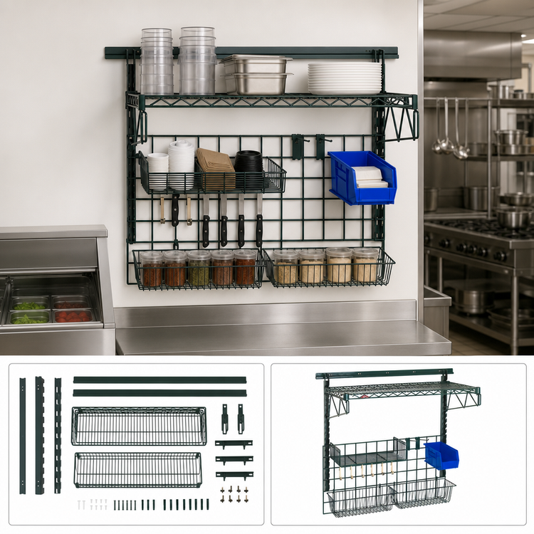 Product image #3 for Metro SmartWall POS Food Prep Task Station Wall Shelving Kit, 40-Inch, 400 lb. Capacity