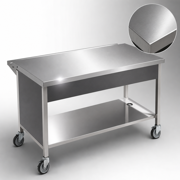 Product image #3 for Atlas Metal CAFT-2 36-1/4-Inch Wide Mobile Utility Solid Top Serving Counter with Stainless Steel Top and Undershelf