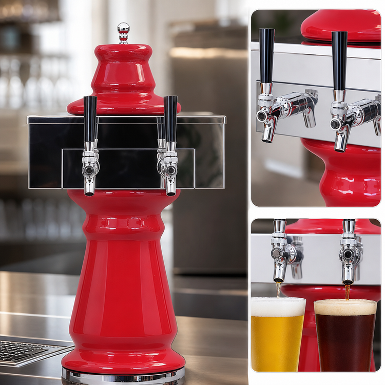 Product image #3 for Glastender Vienna 2-Faucet Countertop Mirror Finish Glycol-Cooled Draft Dispensing Tower