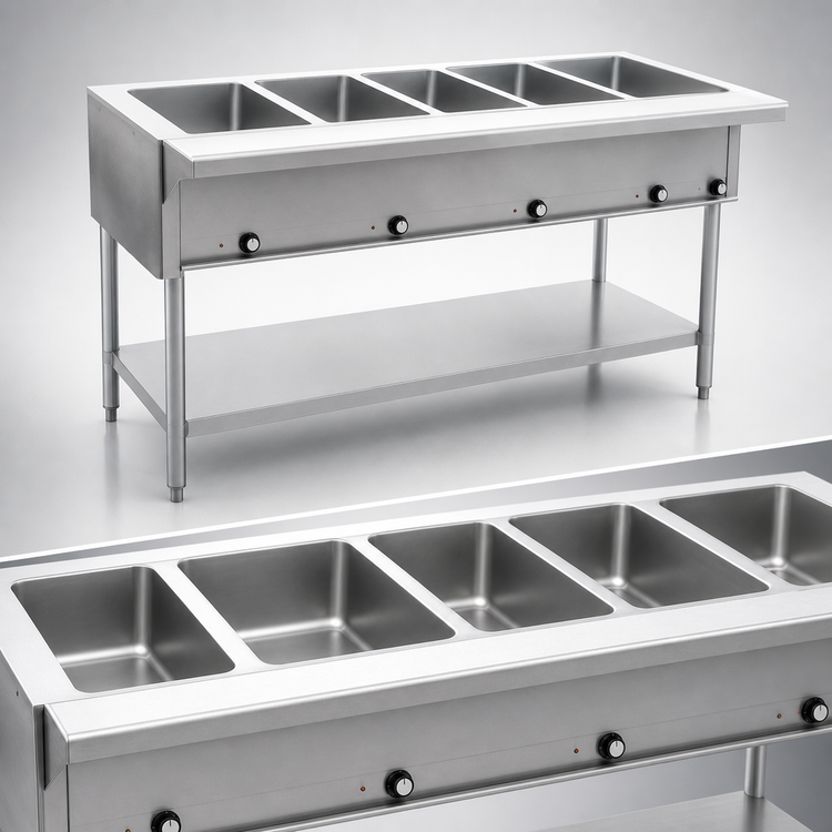 Product image #3 for Eagle Group DHT5-208-3 Electric Hot Food Table, Open Base, 5 Dry Wells, 79-Inch, 208V Three-Phase