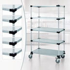 Thumbnail image #3 for Quantum M2448SG47-5 Mobile Shelving Cart, 48 x 24 x 80 Inches, 5 Solid Galvanized Steel Shelves, Locking Casters
