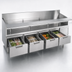 Thumbnail image #3 for La Rosa Refrigeration 114-Inch Four-Section Refrigerated Equipment Stand with 4 Drawers, Self-Contained Side-Mounted Refrigeration