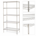 Thumbnail image #3 for Metro Super Erecta 5N447BR Stationary Starter Wire Shelving Unit, 42"W x 21"D x 74"H, 5 Shelves, 4 Posts, Zinc Finish