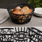 Thumbnail image #3 for American Metalcraft BLSB80 Black Wrought Iron Round Bread Basket with Scroll Design, 8-Inch Diameter x 3-Inch High Case of 24