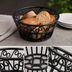 Thumbnail image #3 for Decorative Black Wrought Iron Round Bread Basket, 8 Inch Diameter x 3 Inch High