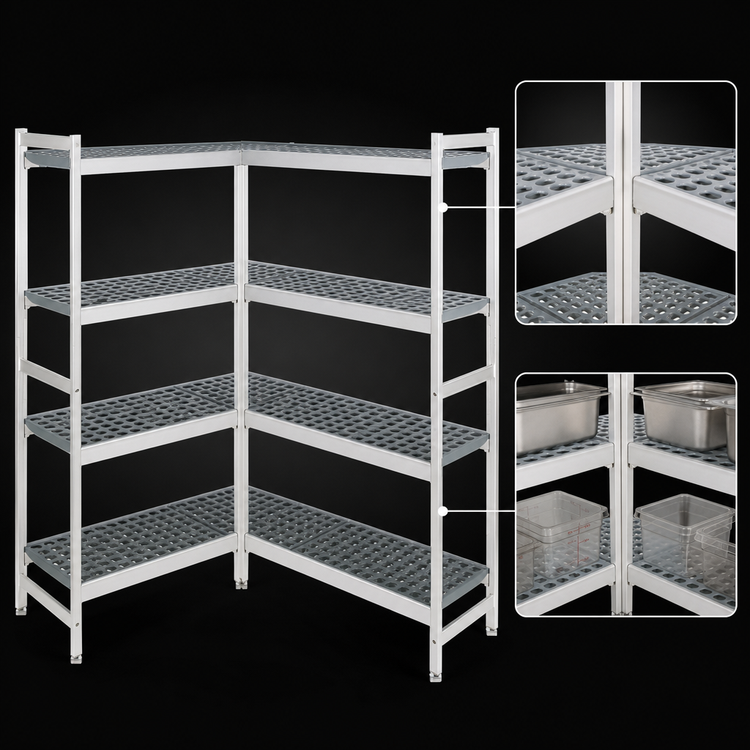 Product image #3 for Fermostock 4-Tier Corner Expansion Kit Polymer Shelving Unit, 66 Inch High x 26 Inch Wide x 18 Inch Deep