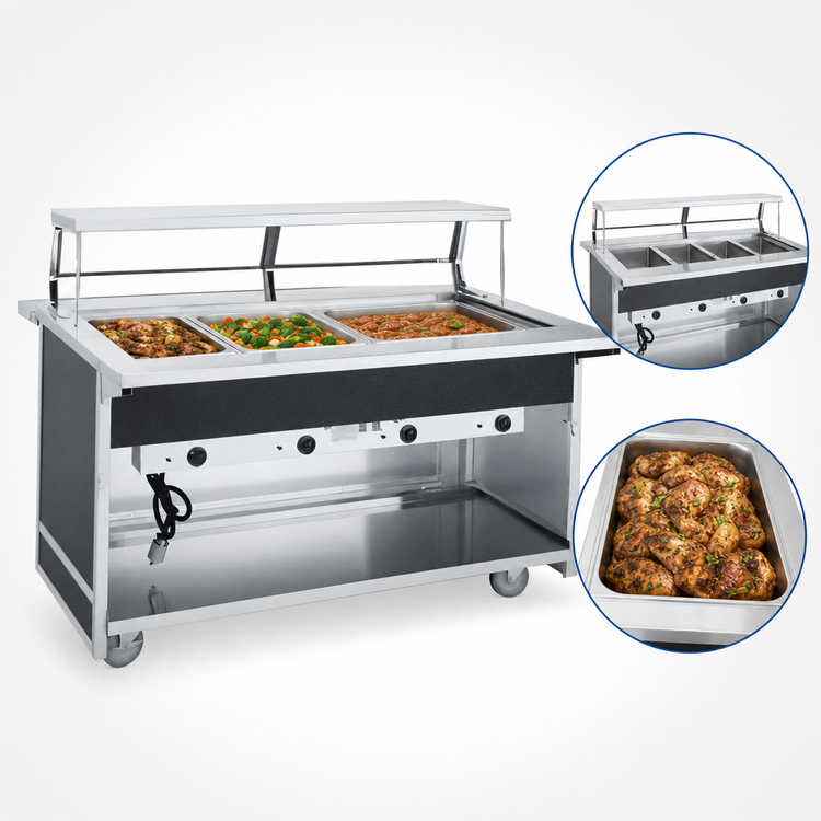 Product image #3 for Atlas Metal BLH-3-OT 3-Well Mobile Electric Hot Food Serving Counter