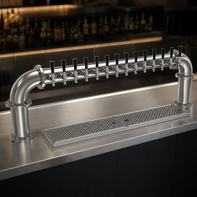 Product image #3 for Glastender Pipe Pass-Thru Countertop Draft Dispensing Tower with 14 Faucets, 2-Column, Glycol-Cooled