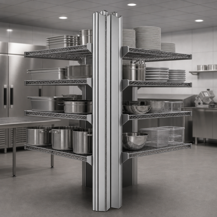 Product image #3 for Eagle Group Back-To-Back Heavy Duty Cantilever Shelving Uprights, 84 Inch Floor-to-Ceiling Mount, Aluminum