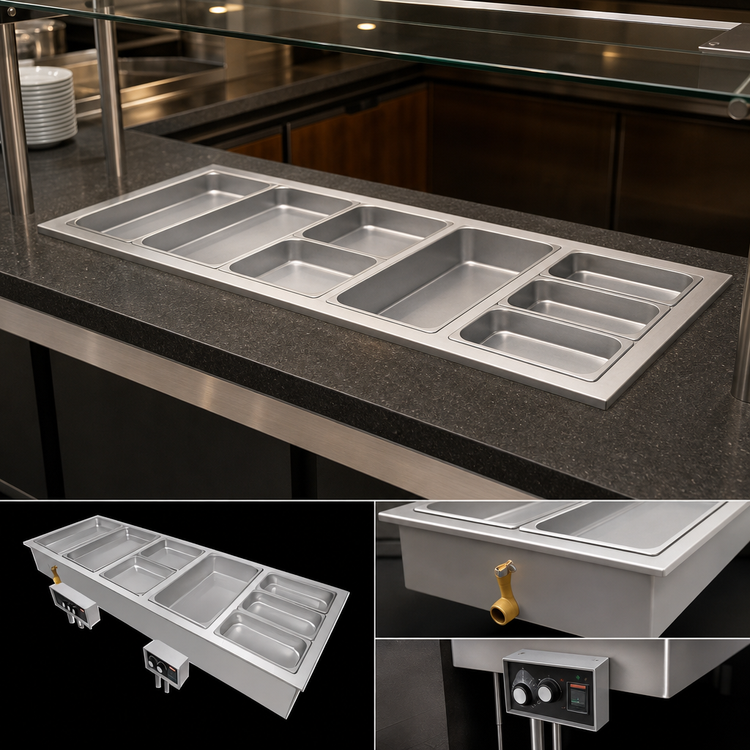 Product image #3 for Hatco Drop-In Modular/Ganged Heated Well, 5 Full-Size Pan Capacity, with Drains and Auto-Fill