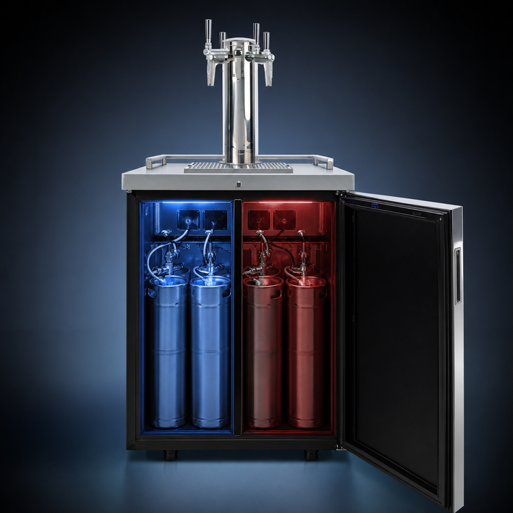 Product image #3 for Pro-Line E-Series Dual-Temperature 1-Section Wine Cooler Dispenser, 25-Inch, 4-Keg, 3-Faucet, Black