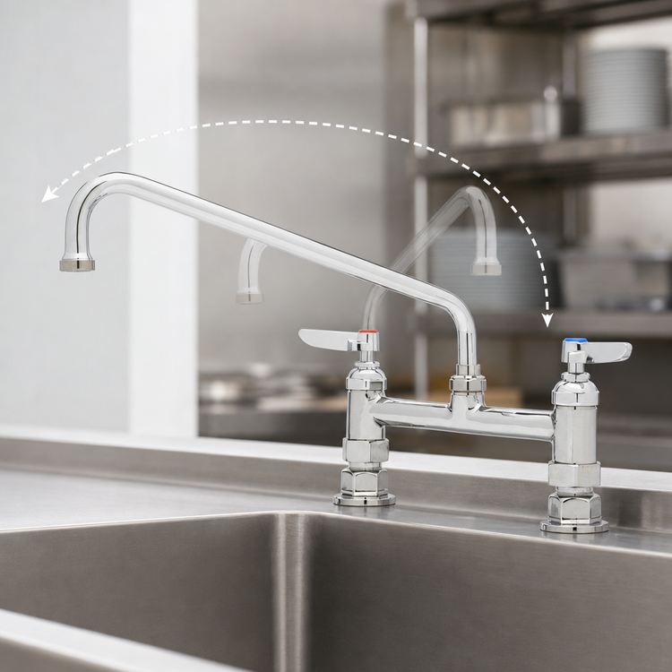Product image #3 for T&S Brass B-0221 Double Pantry Mixing Faucet with 12-Inch Swing Nozzle