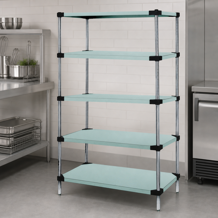 Product image #3 for Quantum Stationary 5-Shelf Solid Shelving Starter Kit, 30 x 21 x 63 Inches, 304 Stainless Steel